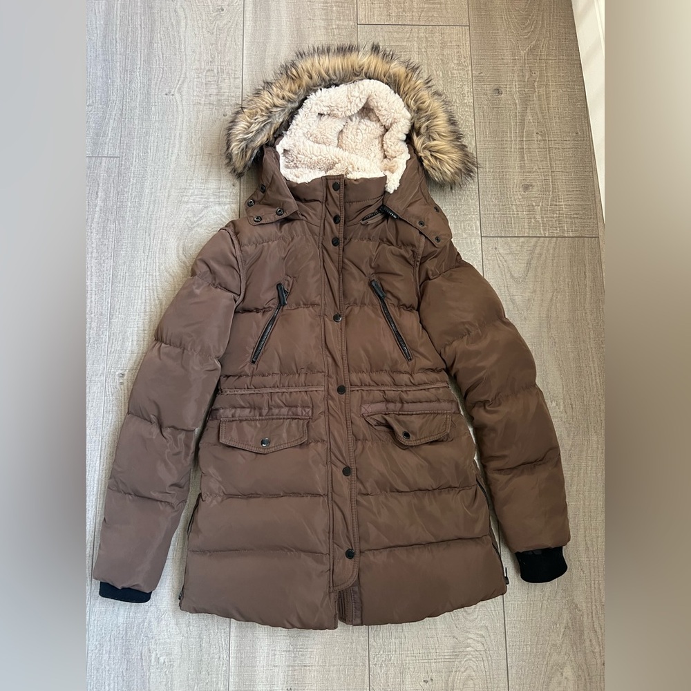 Bershka Brown Women's Down Jacket Size Small